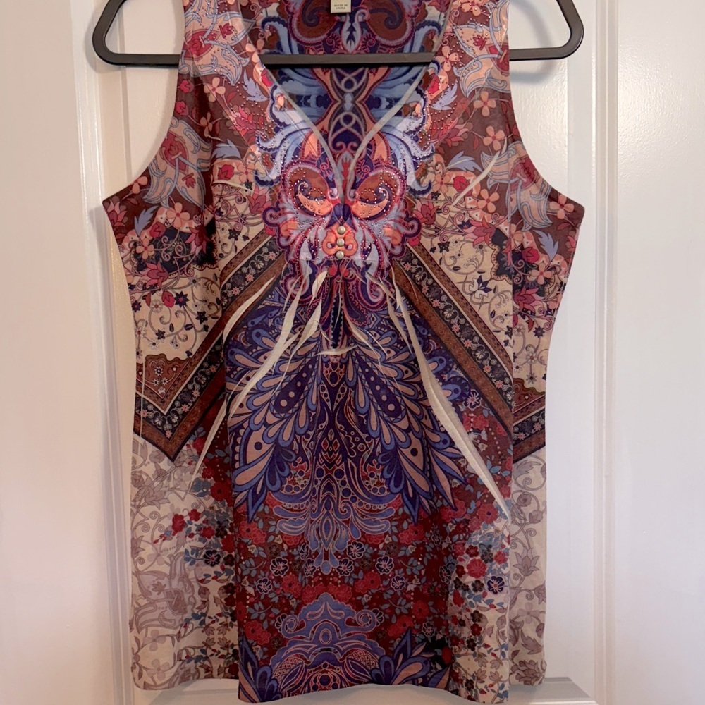 ONE WORLD Multicolor Paisley Top